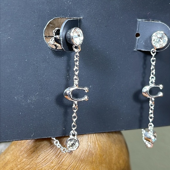 NWT COACH SIGNATURE CRYSTAL CHAIN EARRINGS - Picture 6 of 8